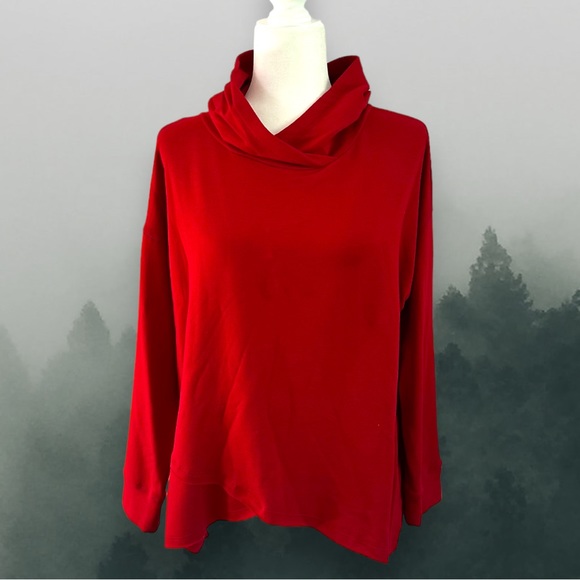 NWT Karen Kane Red Running Wild Crossover Hem Hoodie Hood Size XS - Picture 3 of 7